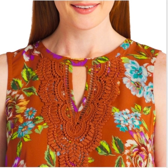 NWT Anthropologie Daniel Rainn Floral Front Crochet Lace Sleeveless Top Size PS - Picture 3 of 13